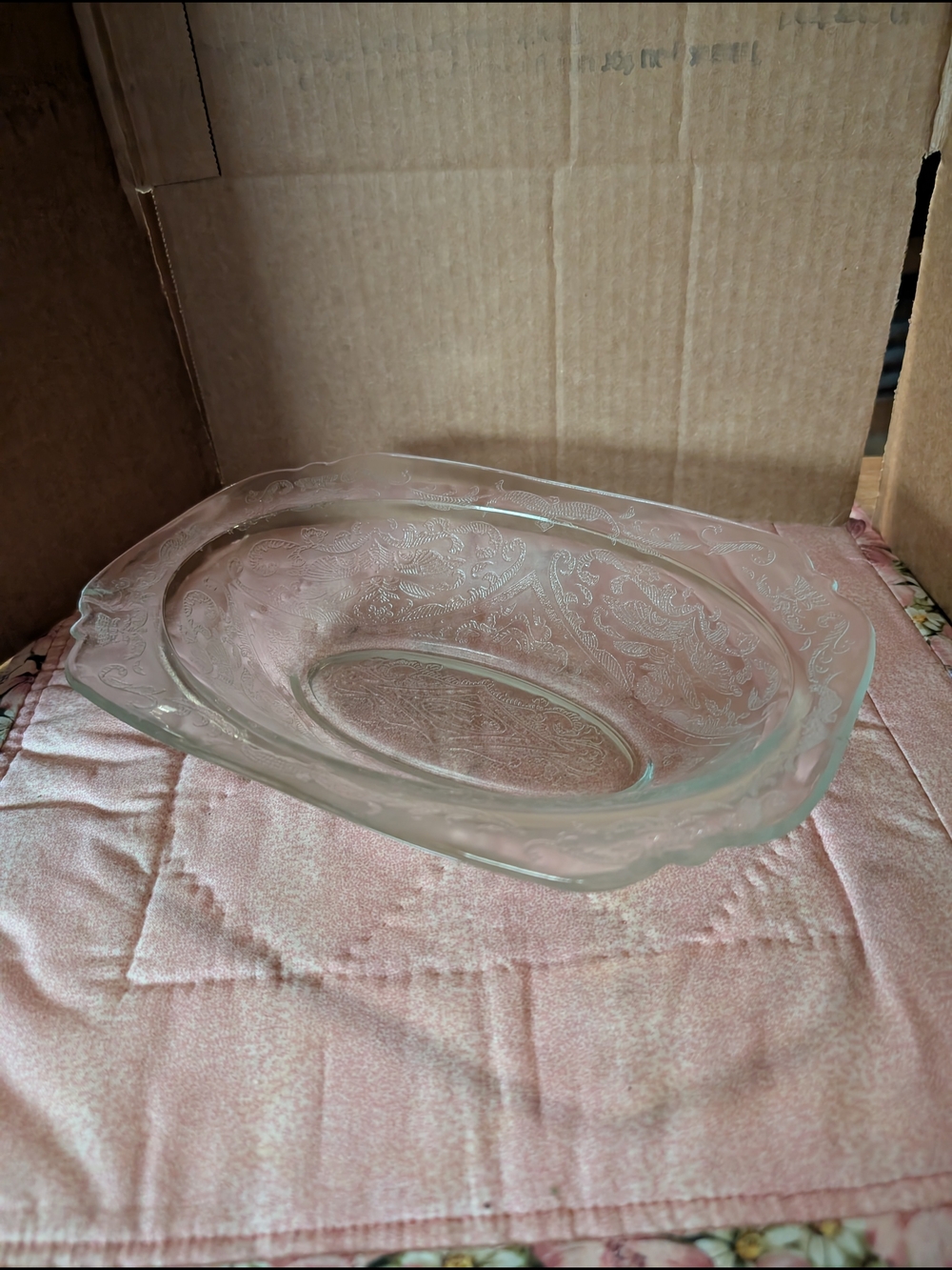 Clear Glass Decorative Serving Bowl